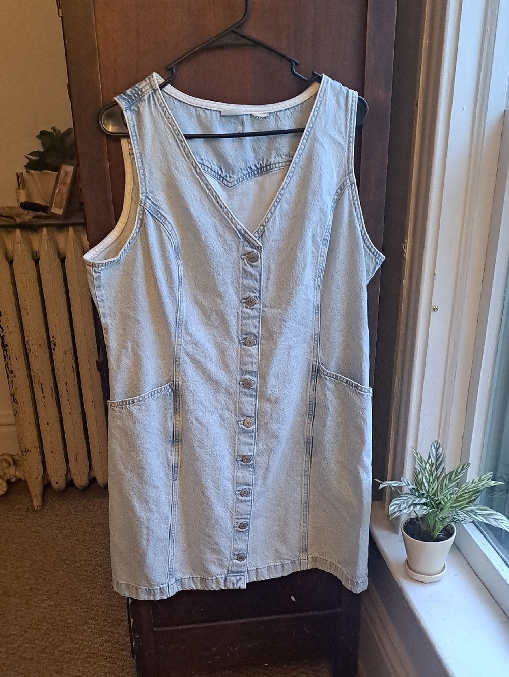 Levis Size XXL Vintage Light Wash Denim Button-Front Sleeveless Dress